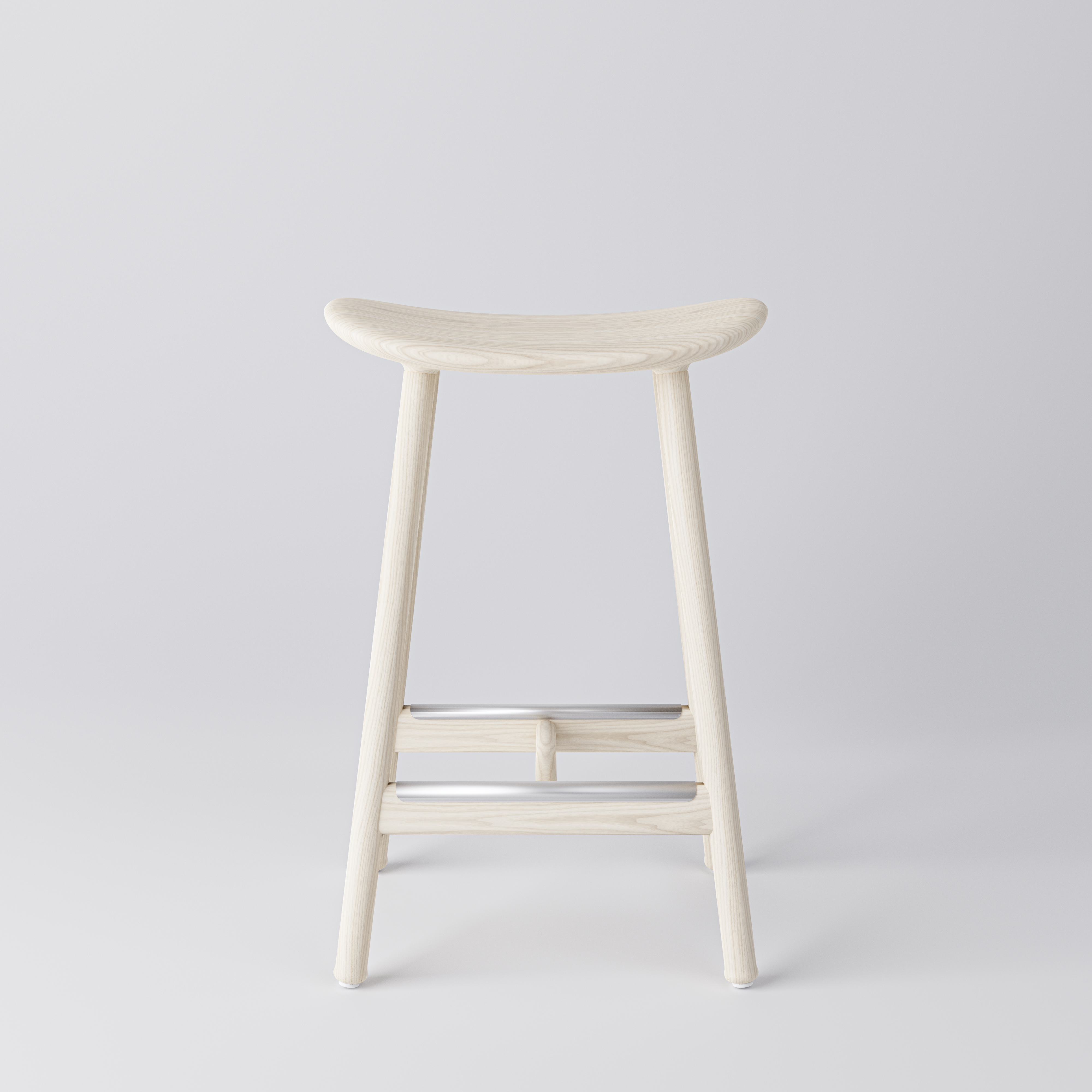 Low Bar Stool Arc, SH650, solid Ash, white pigmented