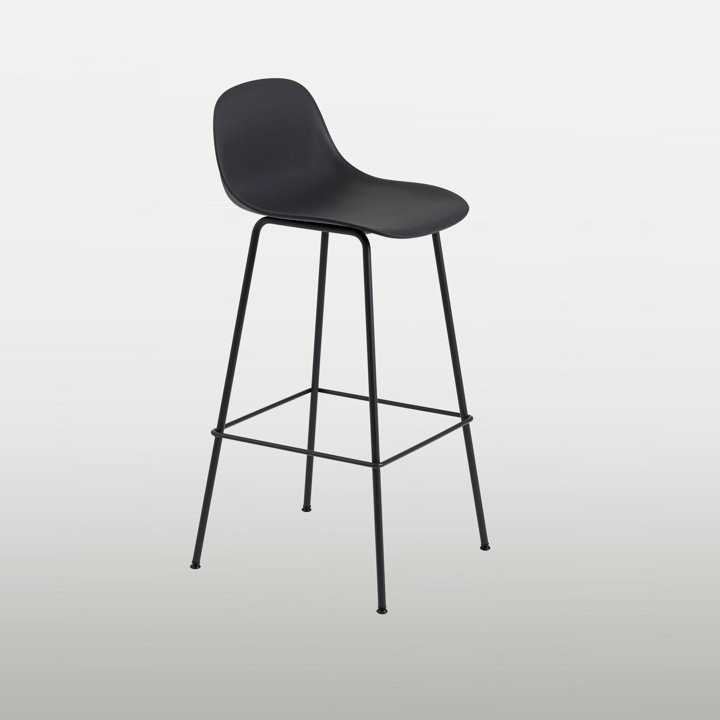 Fiber bar stool, backrest, tube, H75, black 