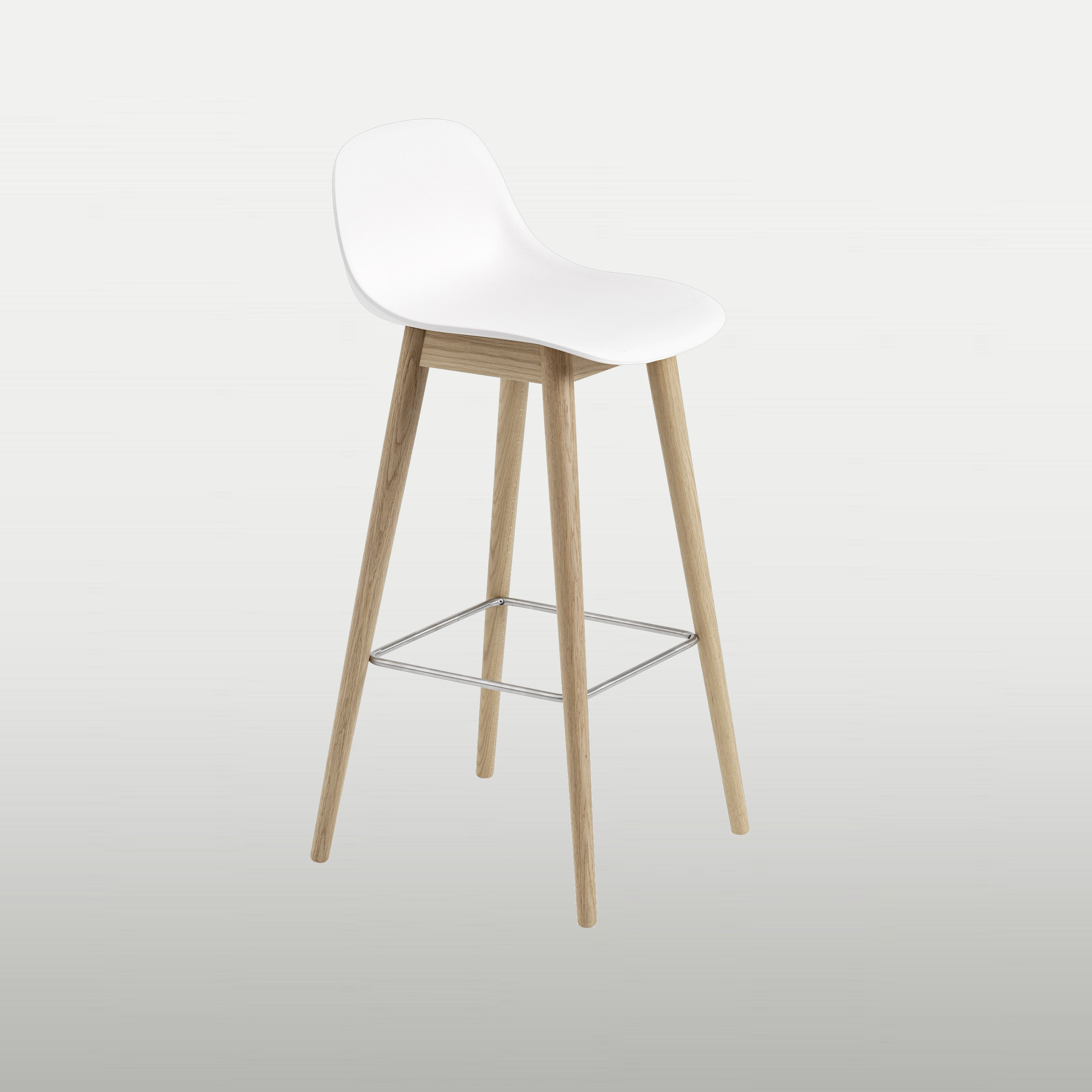 Fiber bar stool, SH750, white, oak legs