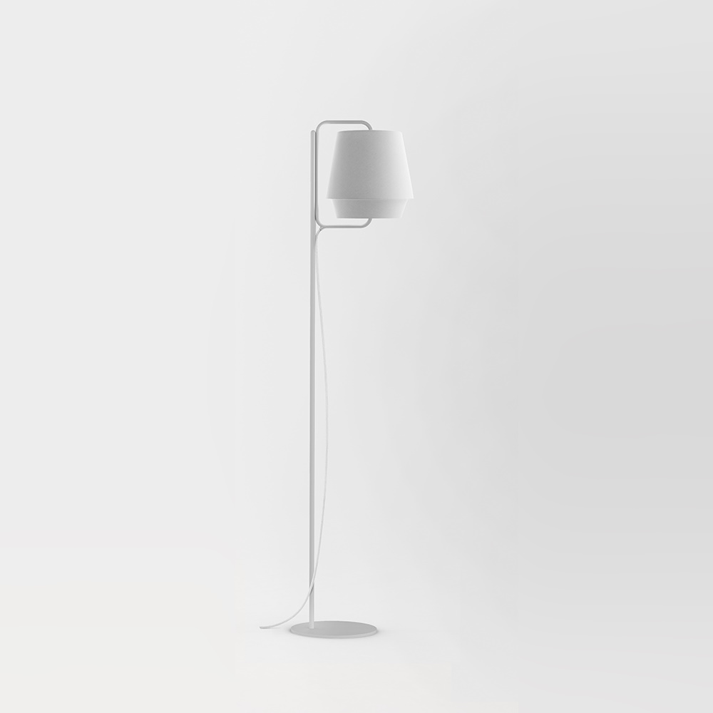 Floor lamp Elements, H1470, white textile screen
