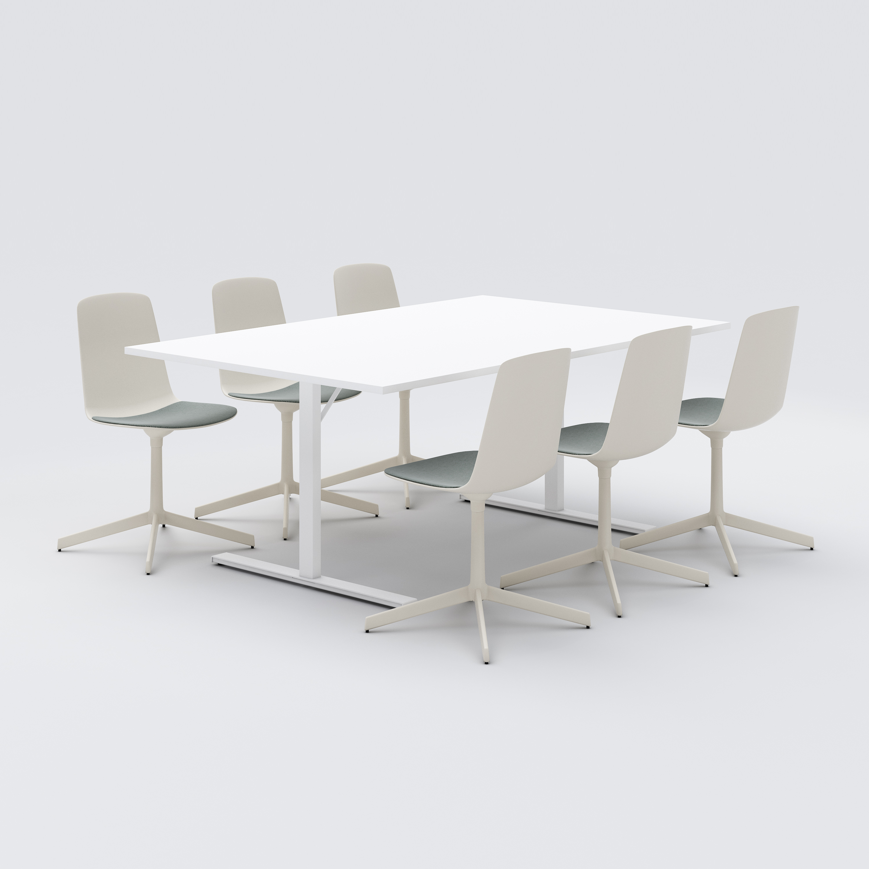 Conference table Access, 1800x1150, white laminate, white