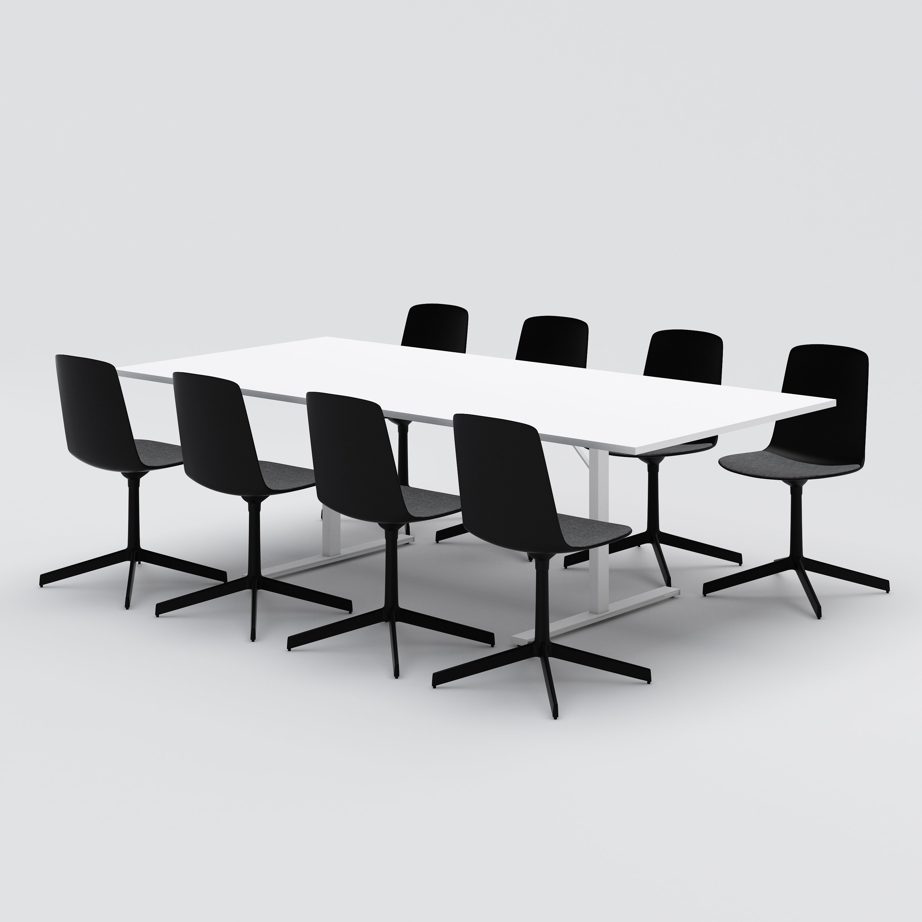 Conference table Access, 2400x1150, white laminate, white