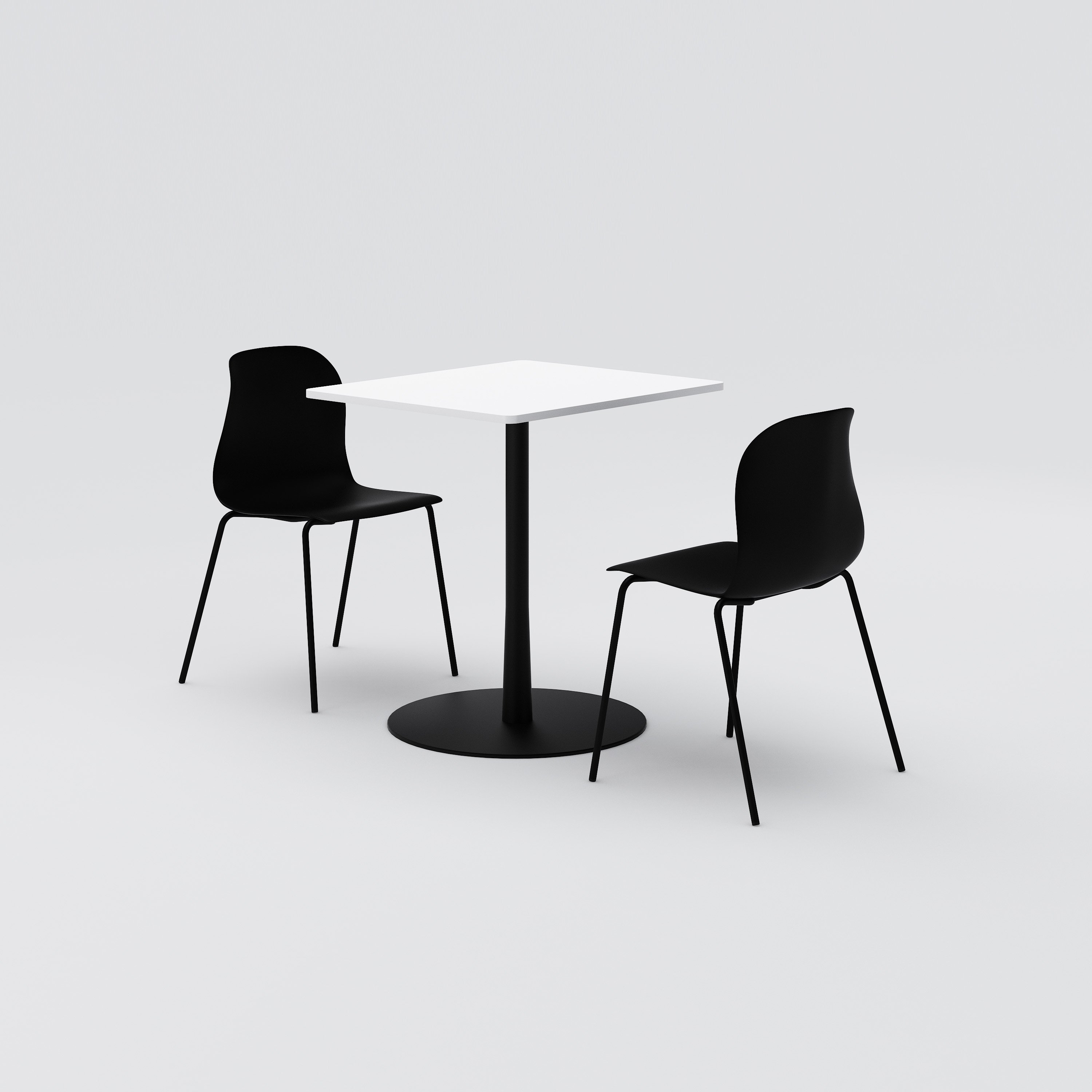 Cafébord Cone, 600x700, vit HPL, svart
