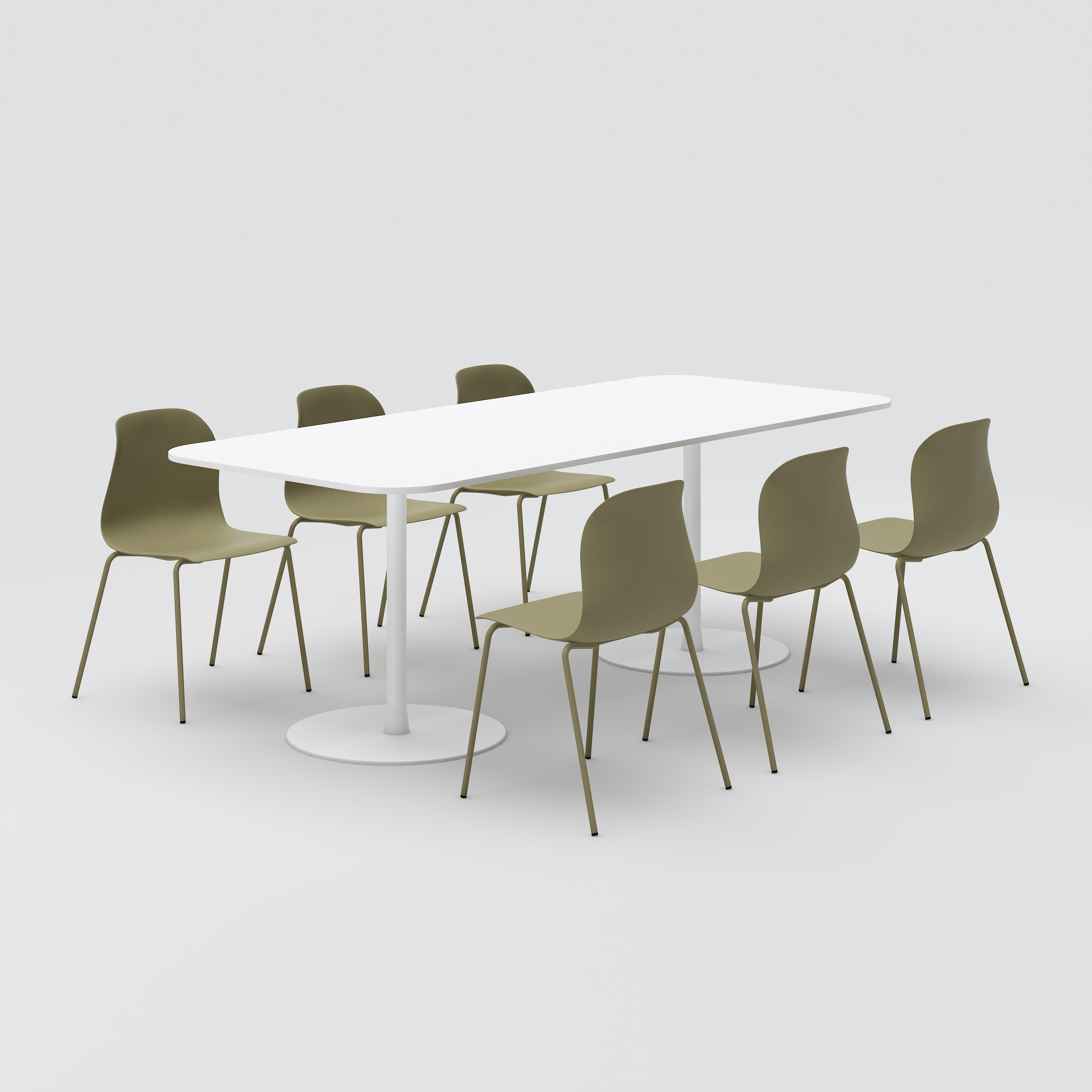 Canteen table Cone, 2100x900 white / white