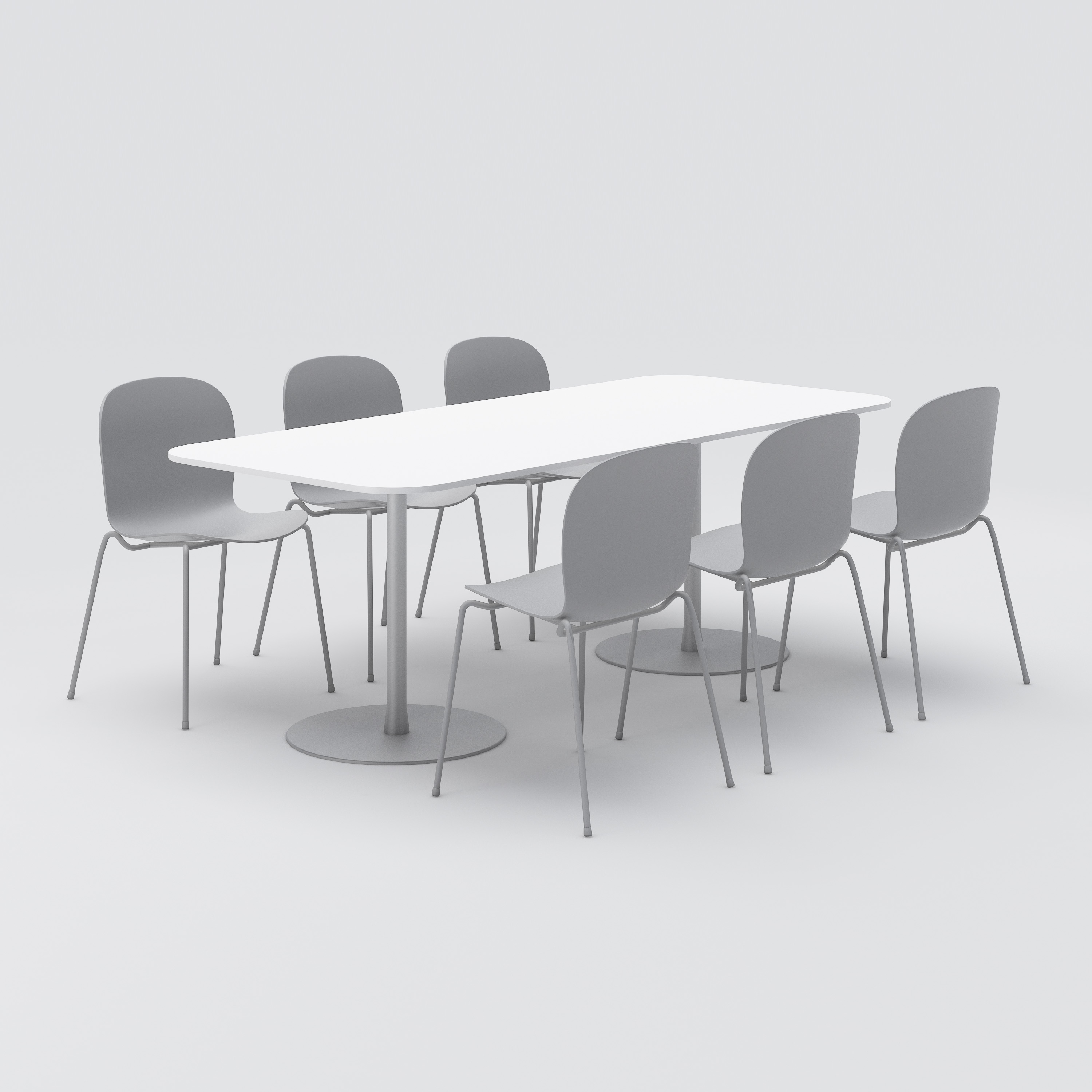 Canteen table Cone, 2100x900 White / Silver