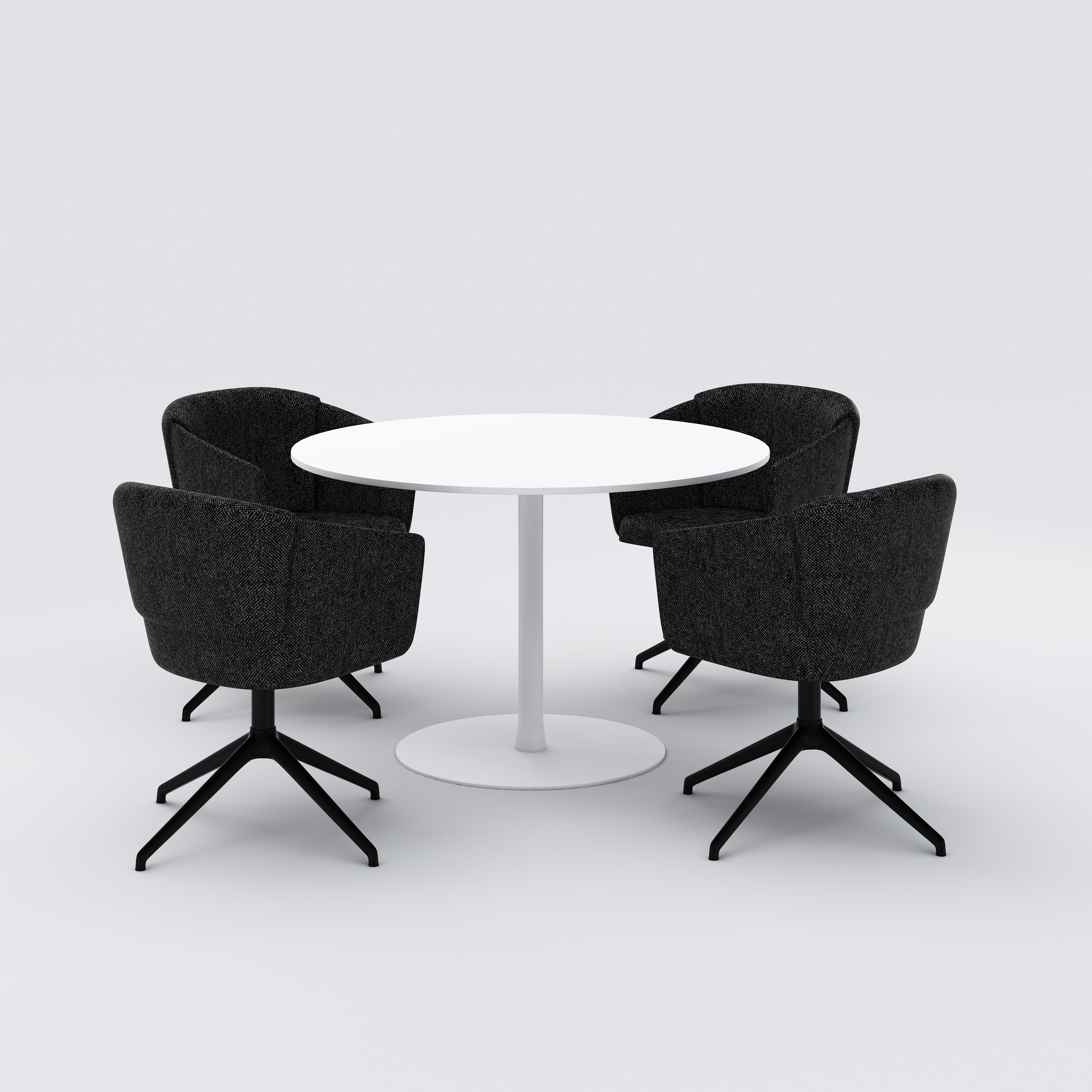 Konferenspaket - runt bord, 4st stolar, Norma, grå
