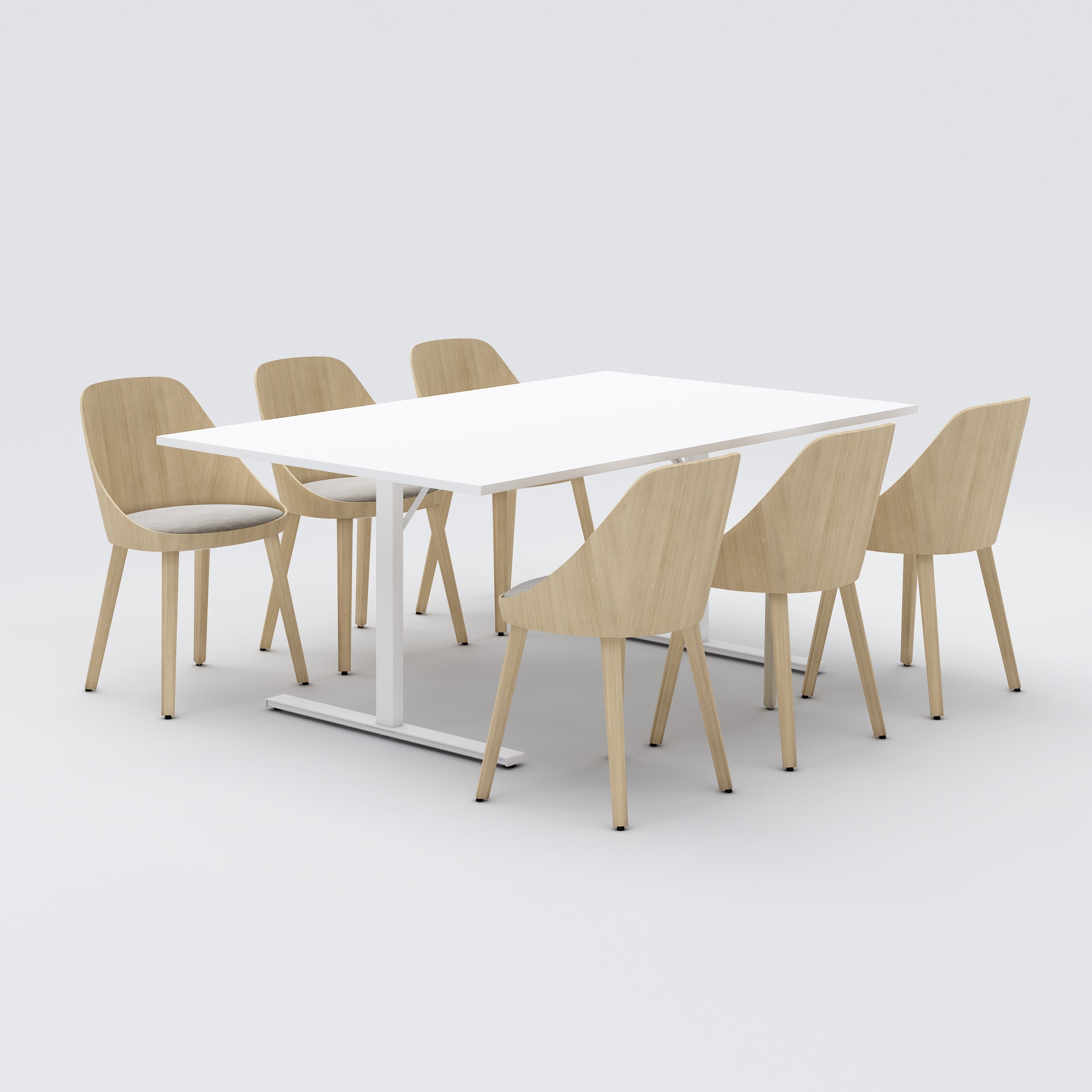 Package - conference table, 6 chairs, Kaiak, oak