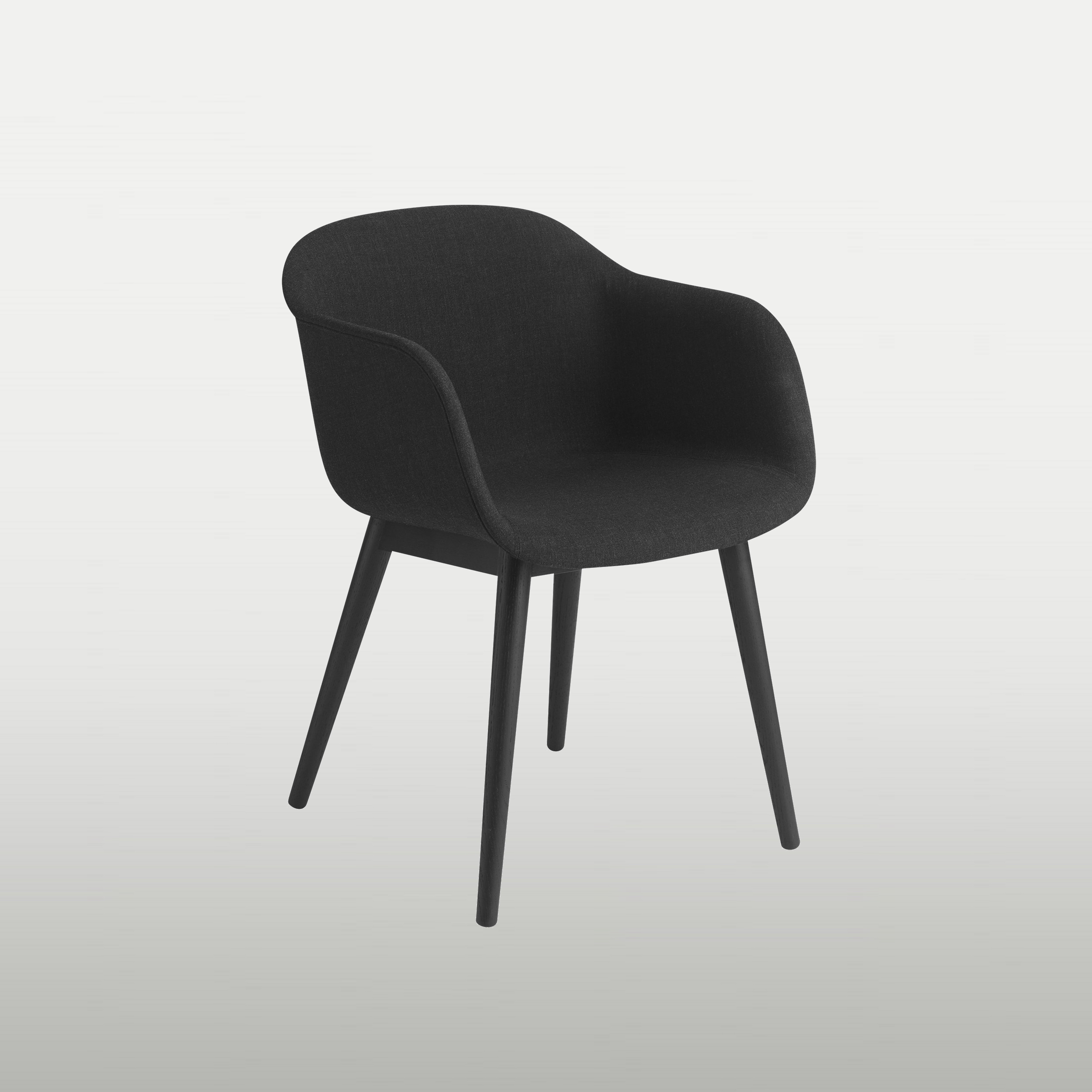 Conference chair Fiber, dark gray upholstery, black wooden legs