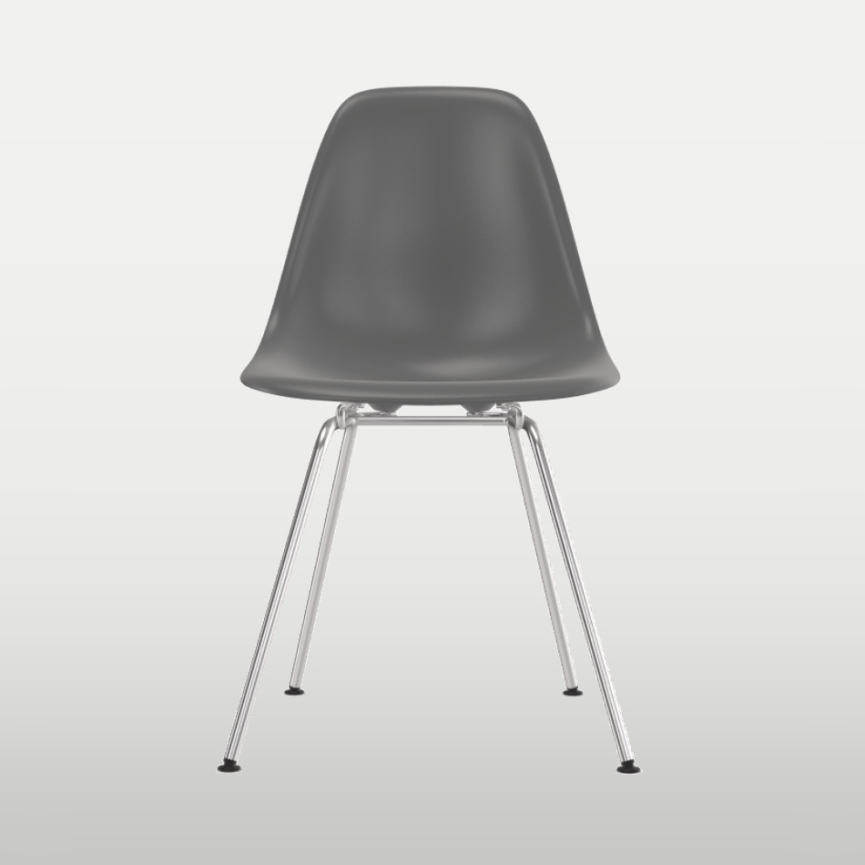 Stol, Eames Plastic side chair DSX, oklädd grå