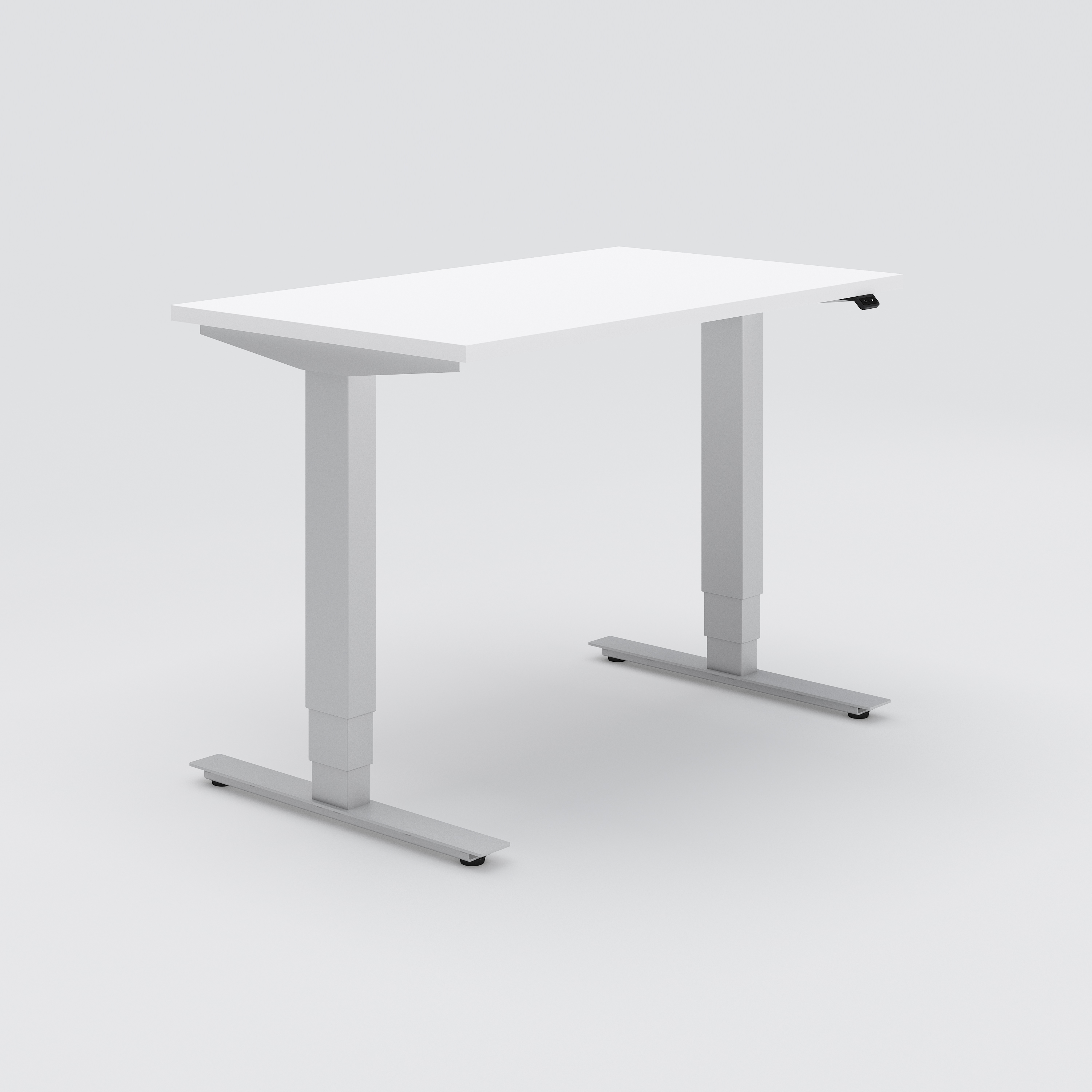Höj- & sänkbart skrivbord Opus Light, 1200x800, vit laminat, silver