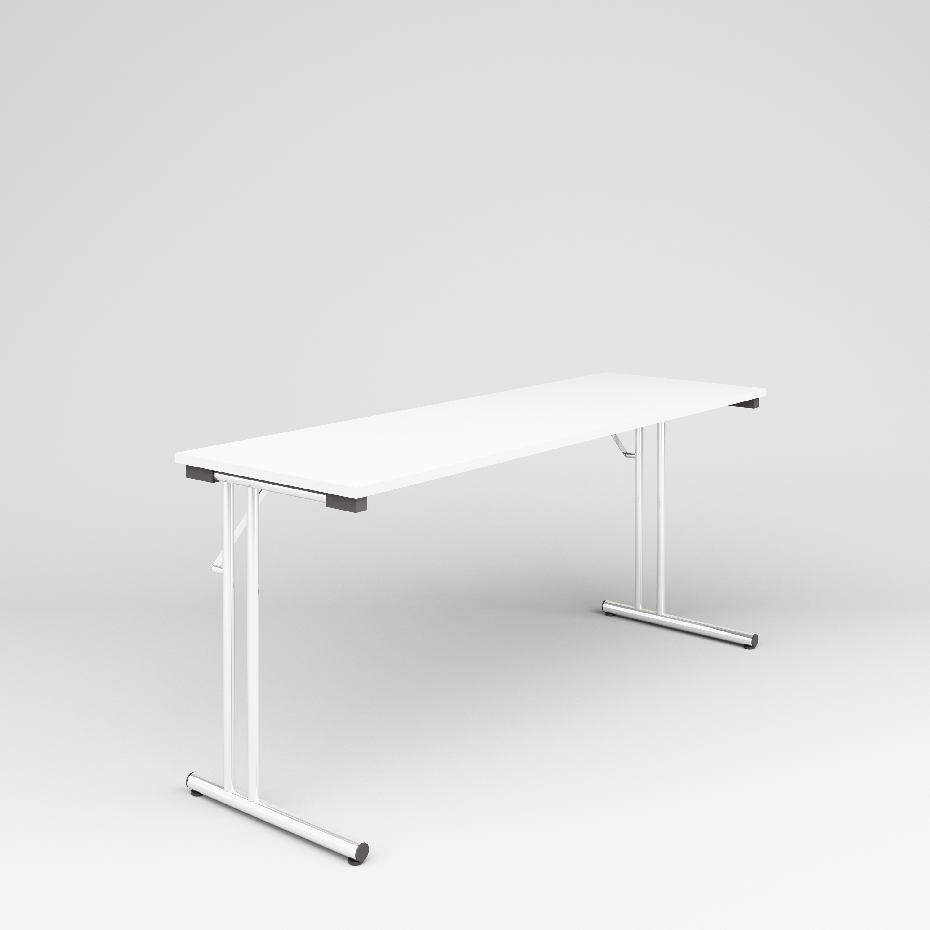 Folding table Allround, 1600x520, white laminate, chrome