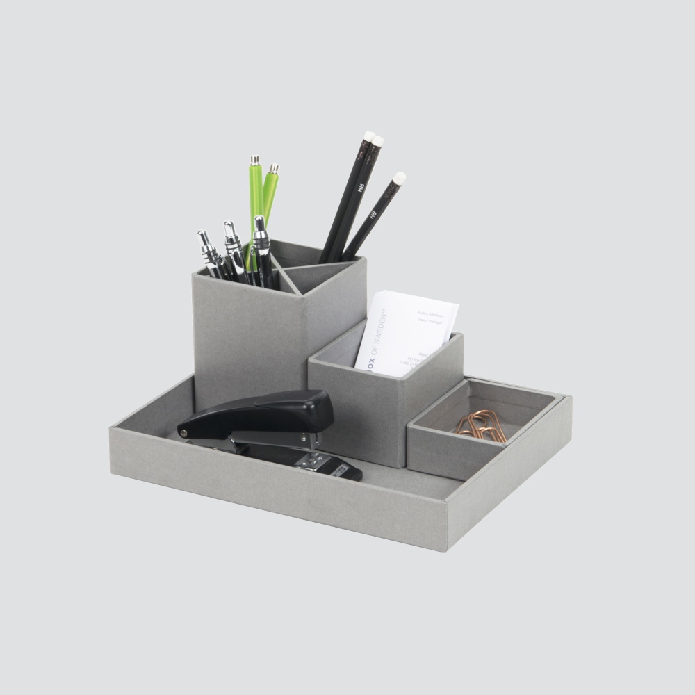 Desk stand with pen cup, organize, gray