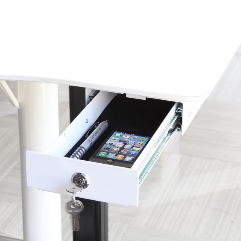 Wastebasket for desk with table mount, complete with lockable drawer