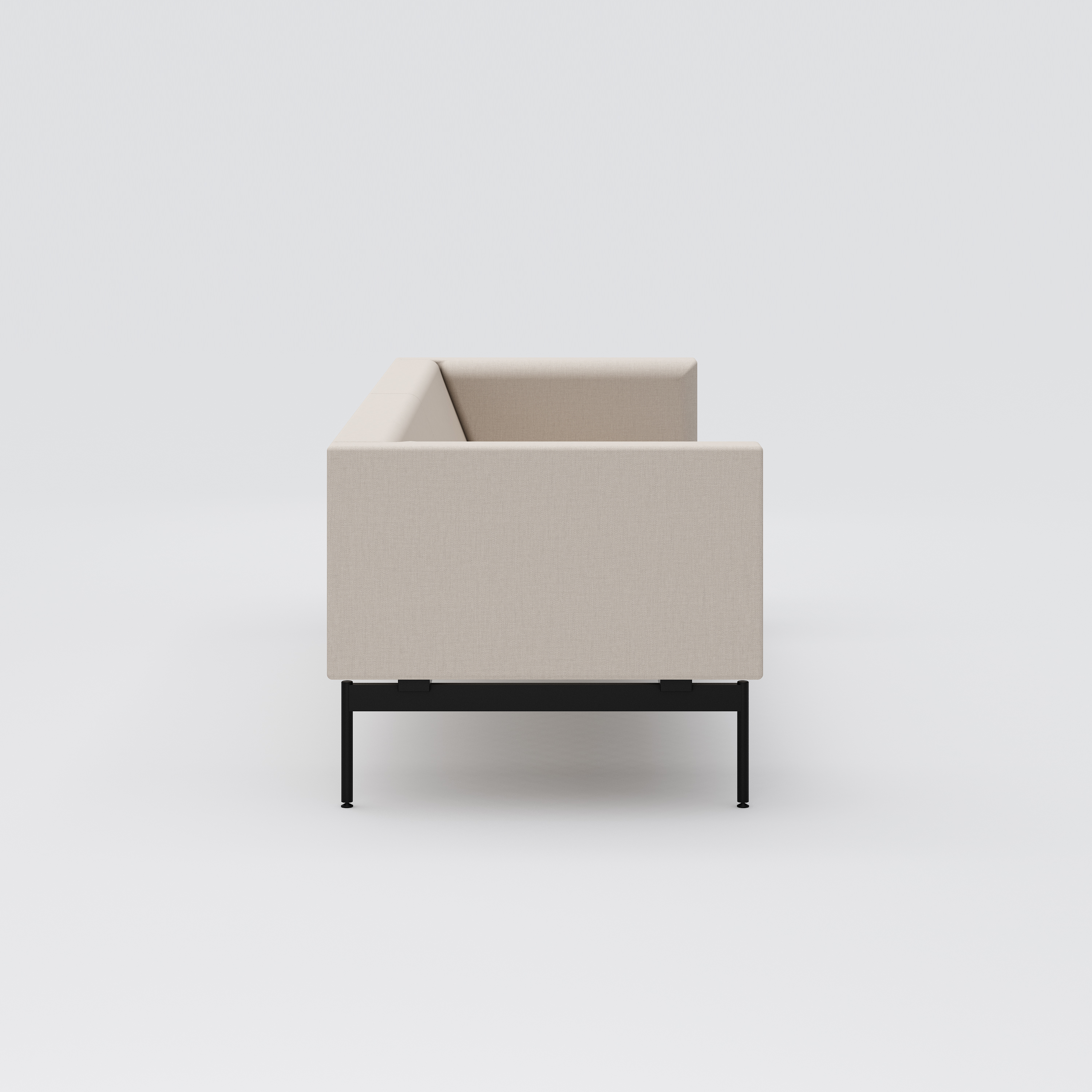 Sofa 3-seater Sans, black metal stand, light beige upholstery