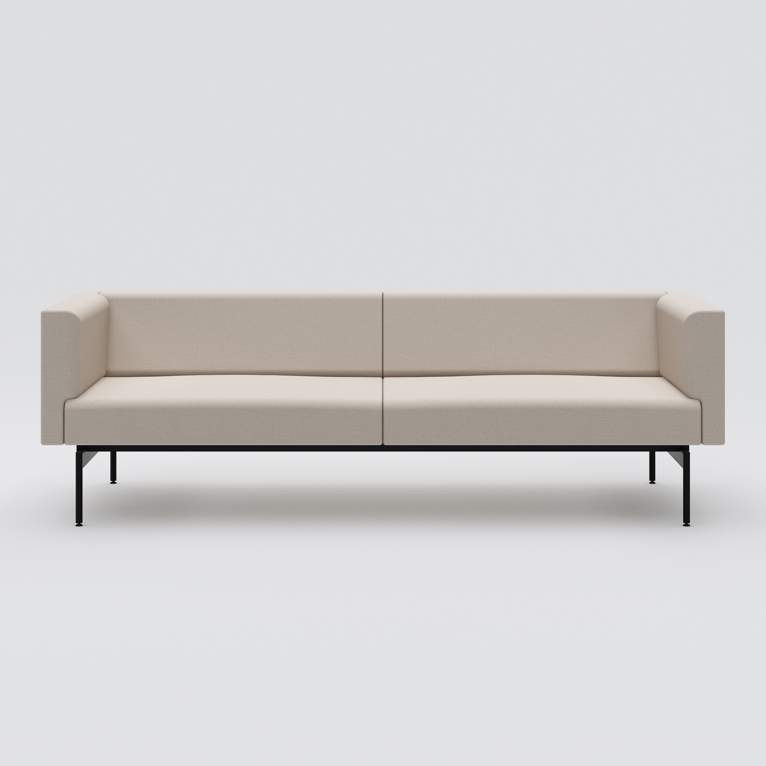 Sofa 3-seater Sans, black metal stand, light beige upholstery
