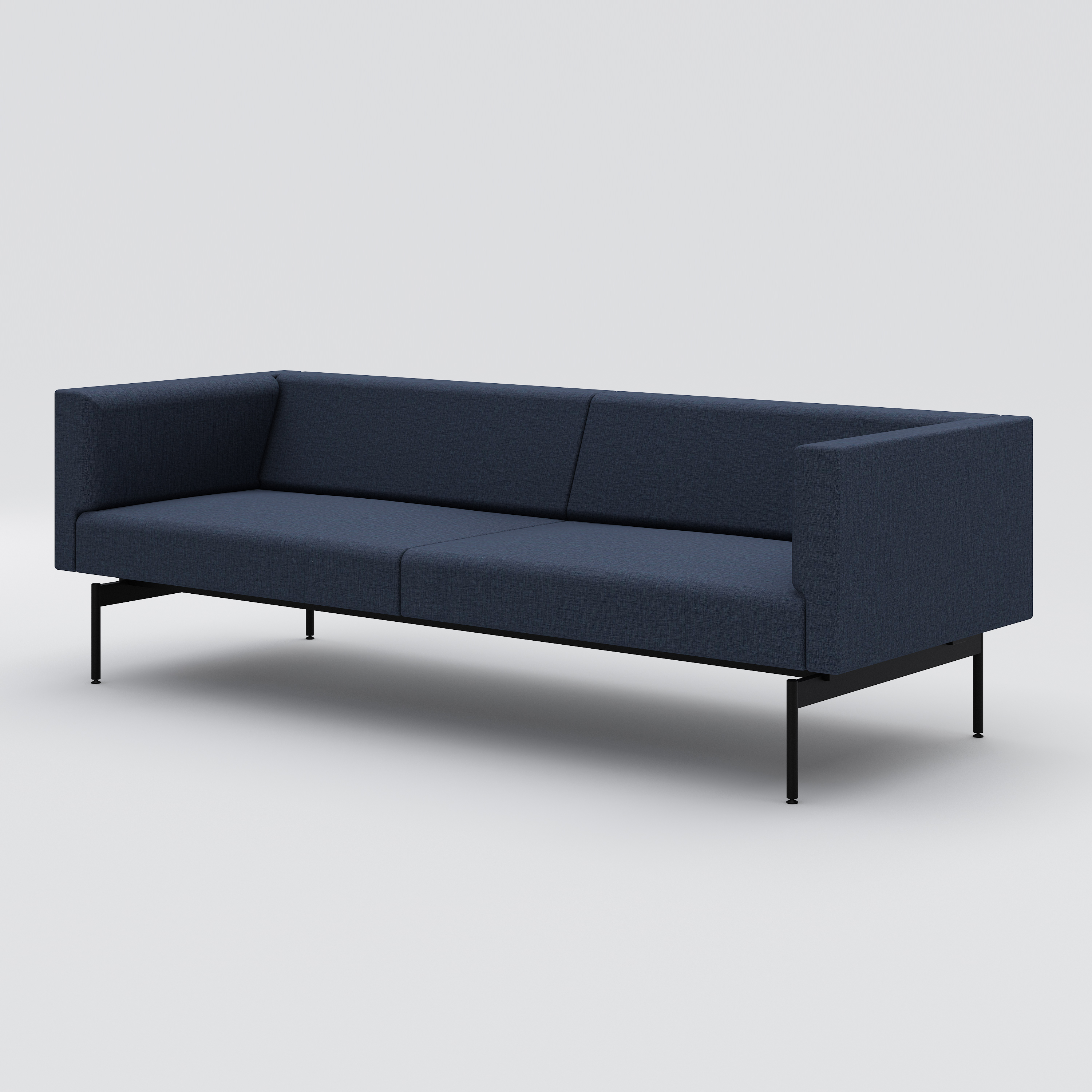 Sofa 3-seater Sans, black metal stand, dark blue upholstery