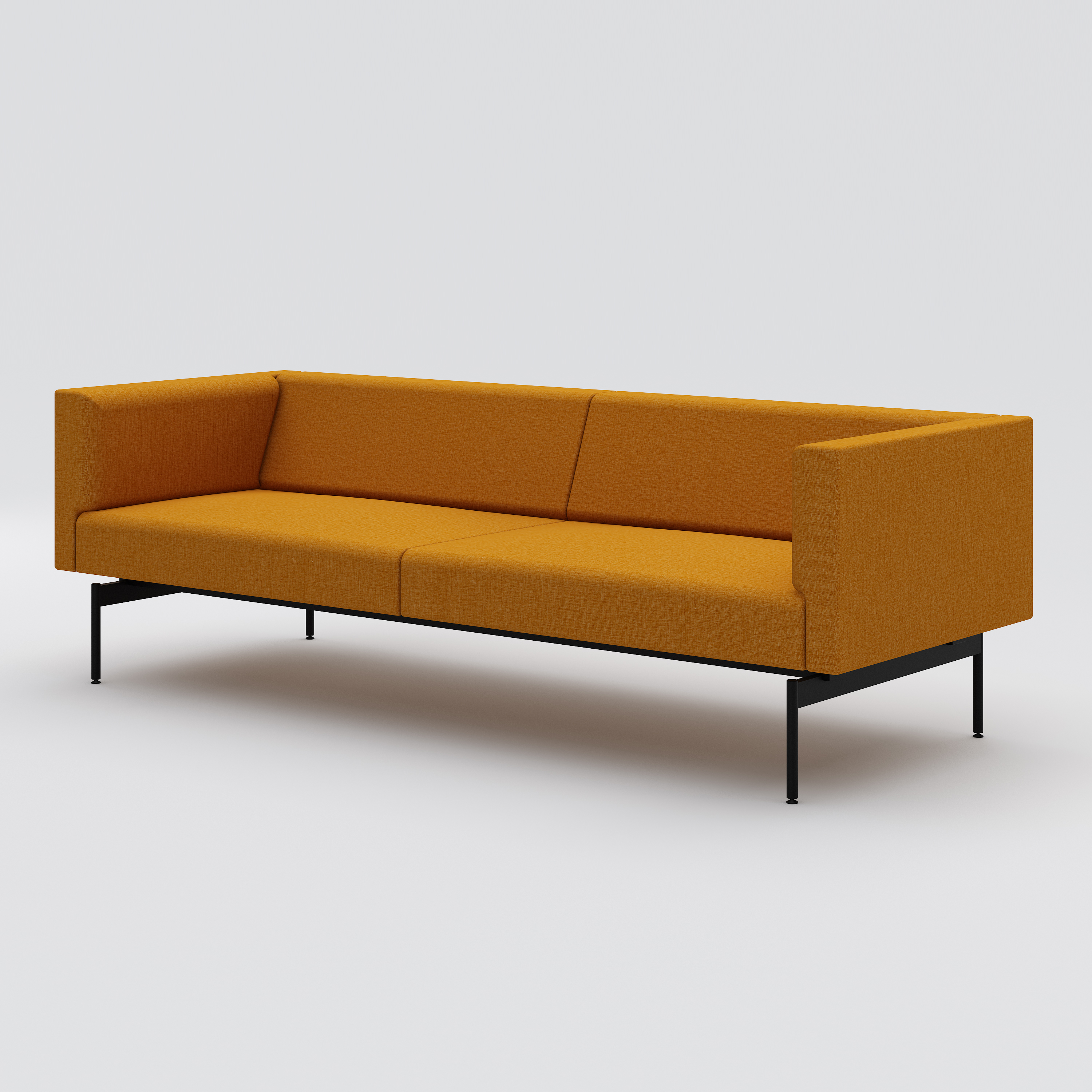 Sofa 3-seater Sans, black metal stand, mustard yellow