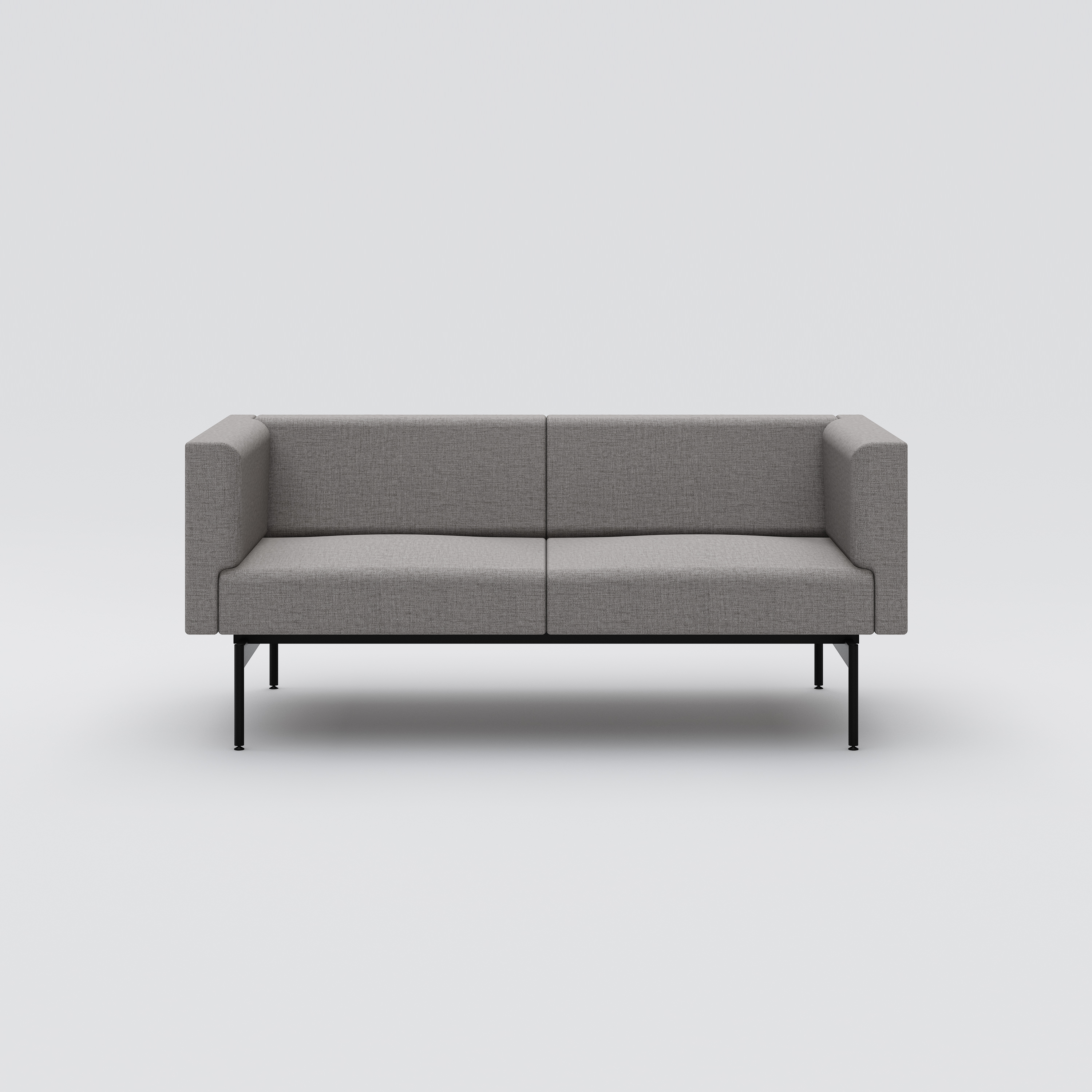 Sofa 2-seater Sans, black metal stand, gray-beige upholstery